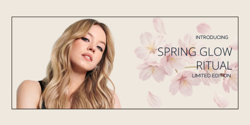 Woman with long hair and text saying Spring Glow - limited edition service